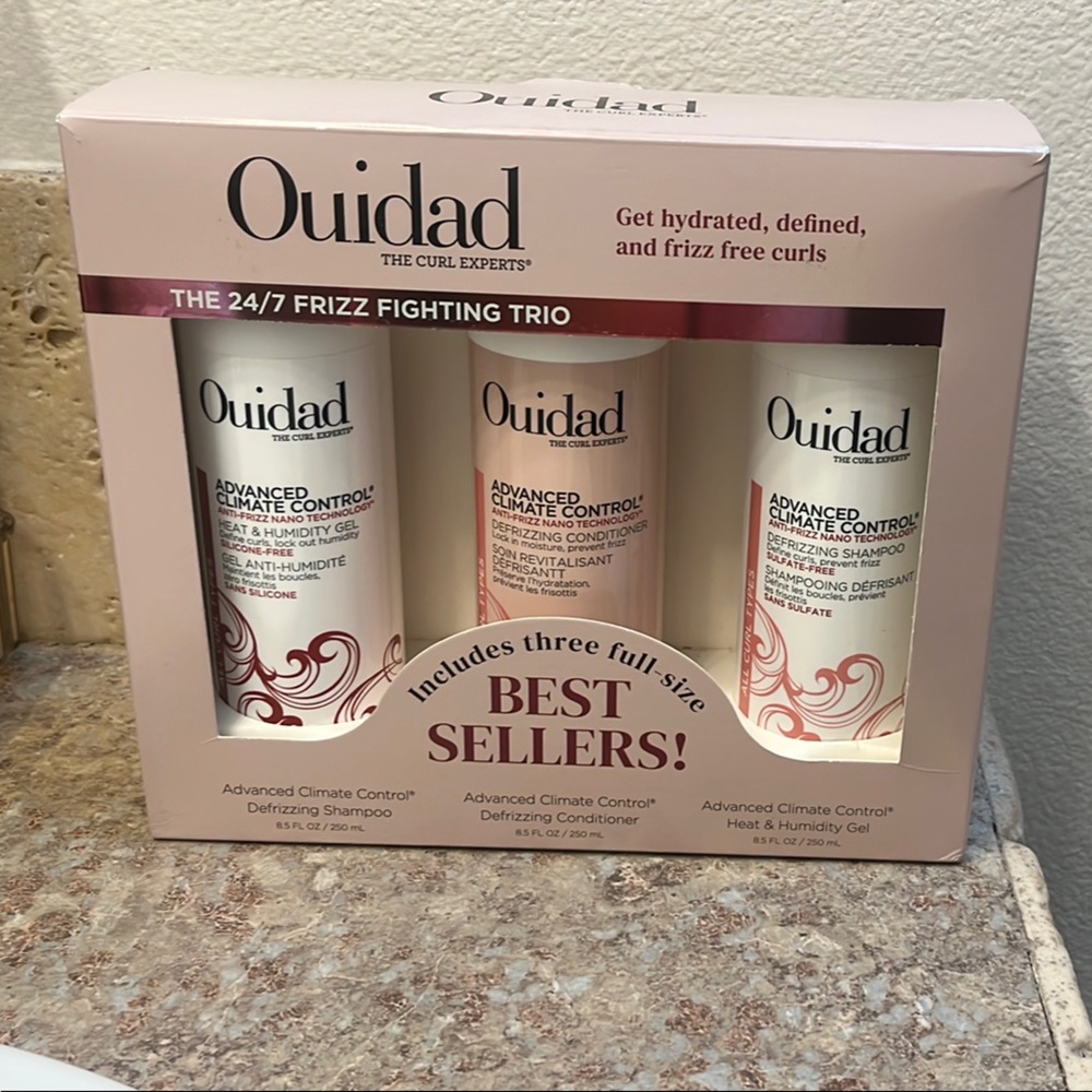 Pink and White Shampoo Trio for Frizz-Free Hair
